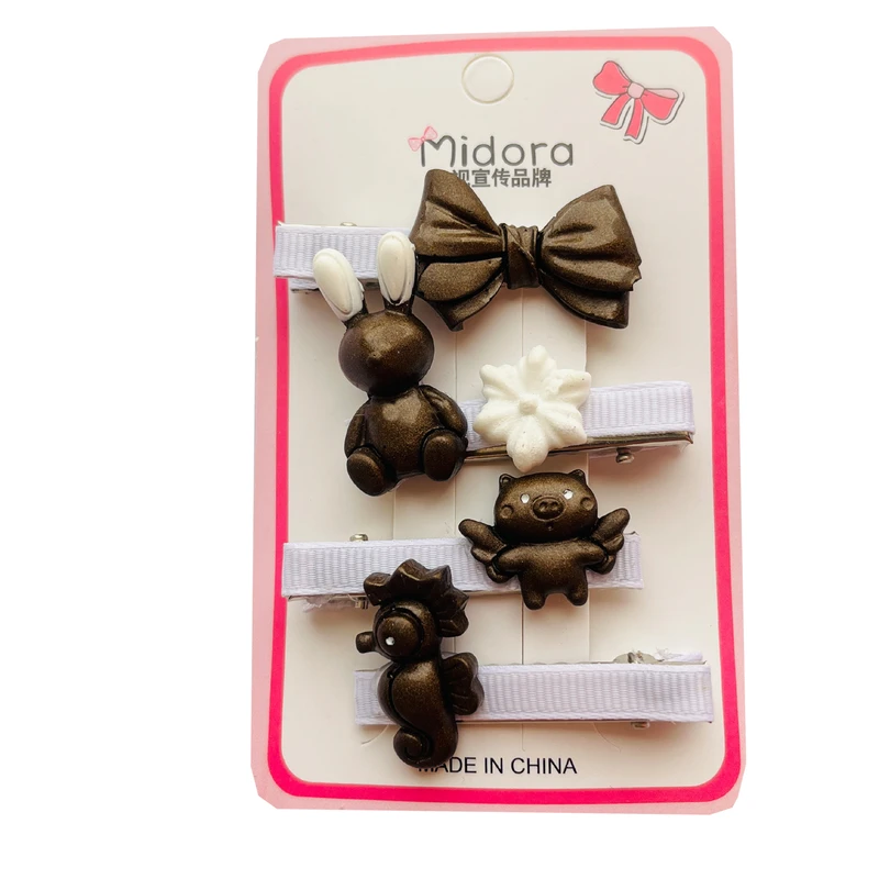 گیره مو دخترانه مدل حیوانات بسته 4 عددی