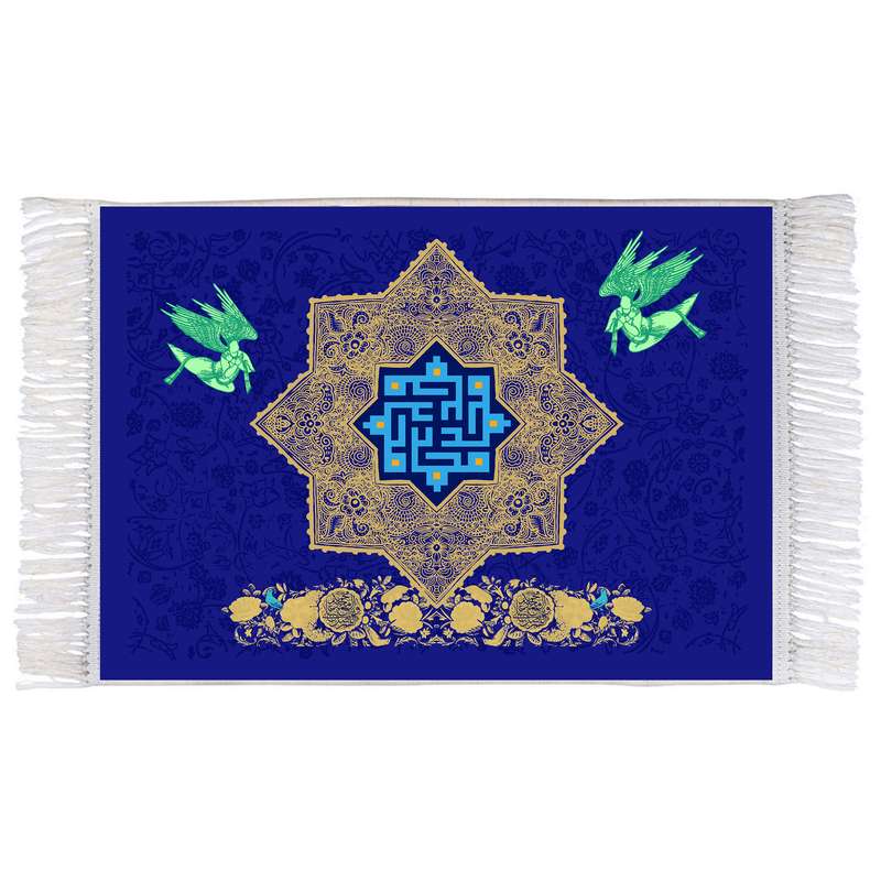 فرش ماشینی دیوارکوب اطلس آبی مدل محمد کد T4003 