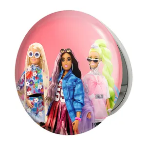 آینه جیبی خندالو طرح عروسک باربی مدل تاشو کد 24645 