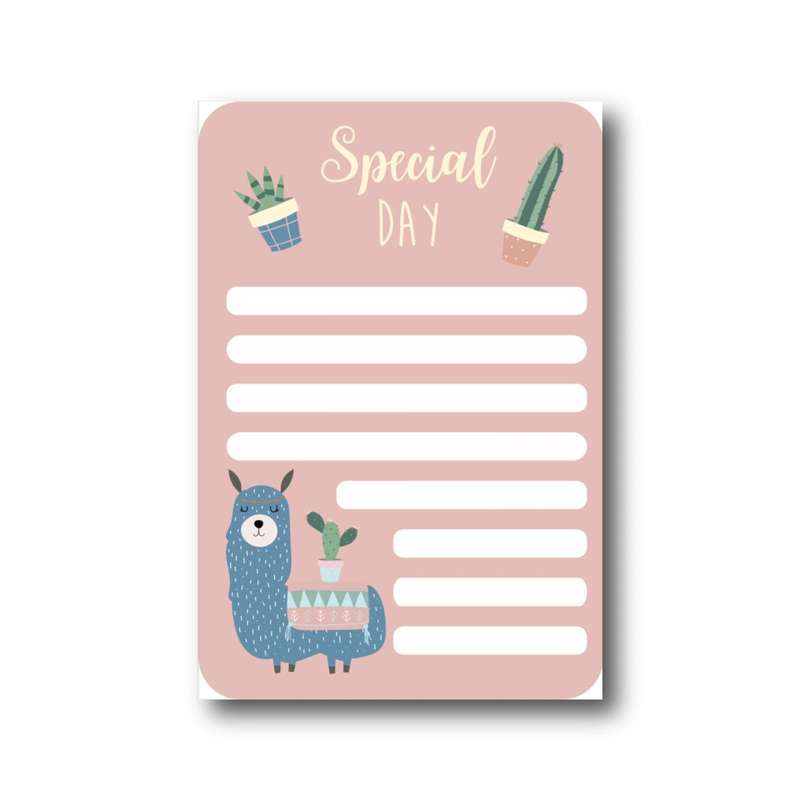 کاغذ یادداشت مدل لاما و کاکتوس طرح special day