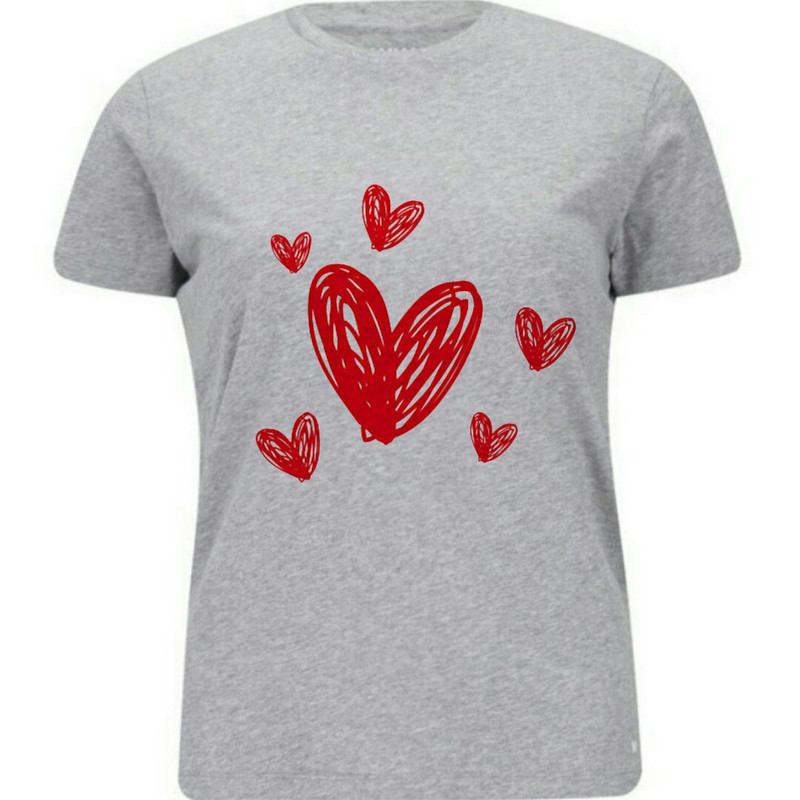 تی شرت آستین کوتاه زنانه طرح Love رنگ طوسی