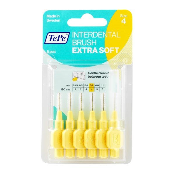 مسواک بین دندانی ته‏‌ په مدل ExtraSoft با برس بسیار نرم سایز 4 بسته 6 عددی