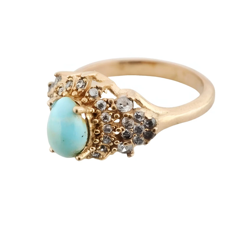 انگشتر زنانه مدل طلا روس فیروزه نیشابور q041