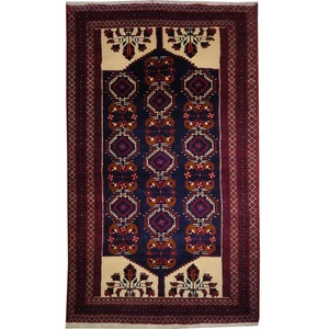فرش قدیمی دستبافت کناره به طول دو متری طرح بلوچ کد221