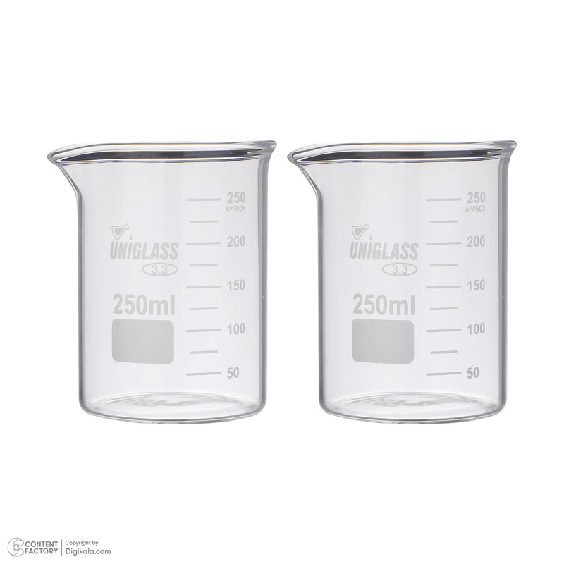 بشر آزمایشگاه یونی گلس مدل H01 ظرفیت 250 میلی لیتر بسته 2 عددی