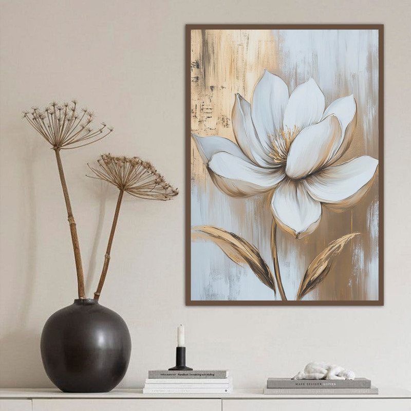 تابلو طرح گل مدل نقاشی ABG فریم بژ