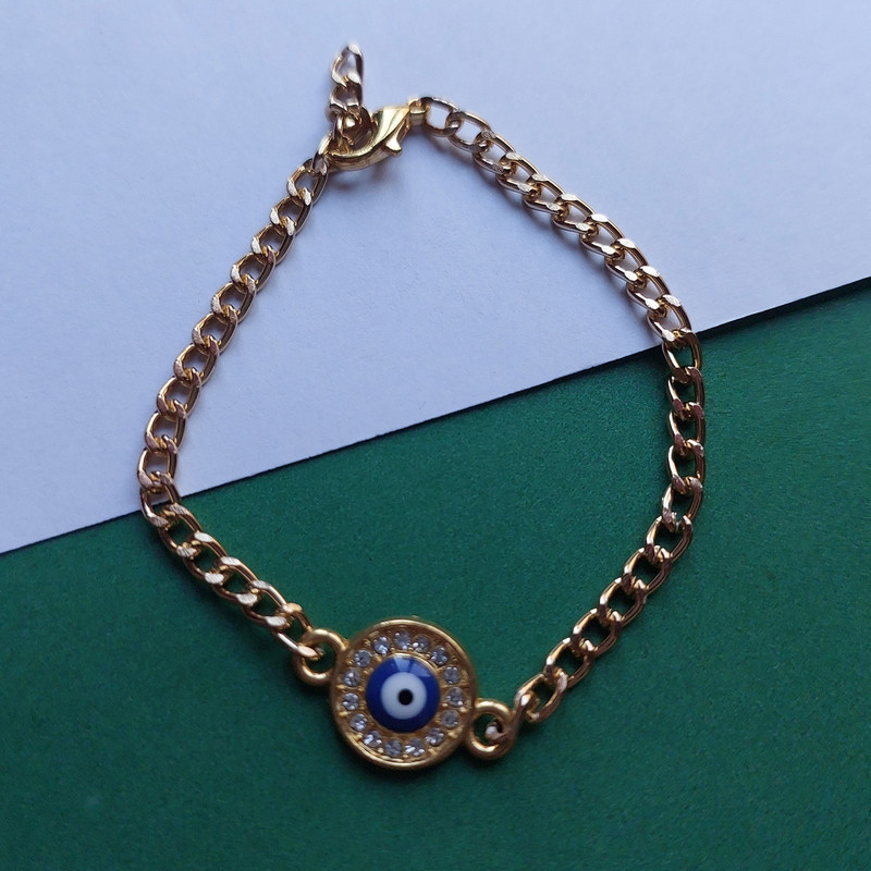 دستبند زنانه مدل زنجیری دایره ای چشم نظر کد HC269