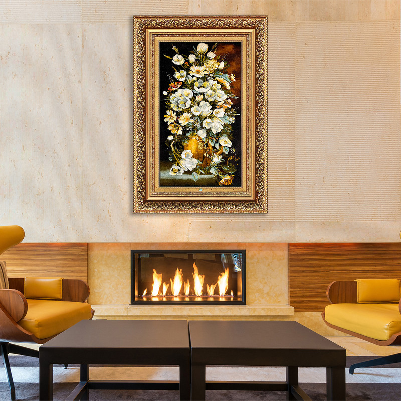 تابلو فرش دستباف فرش میرنظامی مدل گل لاله و گلدان طولی کد 1665