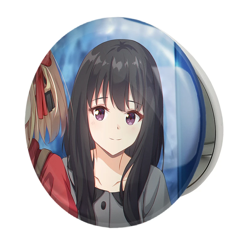 آینه جیبی خندالو طرح تاکینا انیمه لیکوریس ریکویل Lycoris Recoil مدل تاشو کد 23009 