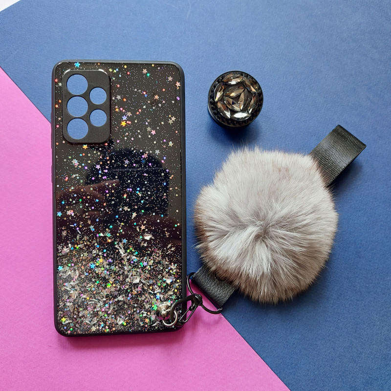 کاور مدل پام پام ستاره مناسب برای گوشی موبایل سامسونگ galaxy A32 4G به همراه بند و پایه نگهدارنده 1