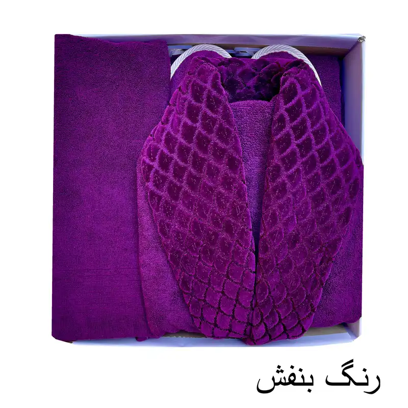 سرویس حوله پالتویی ۳ تکه هنرمند مدل درسا سایز ۱۲۵