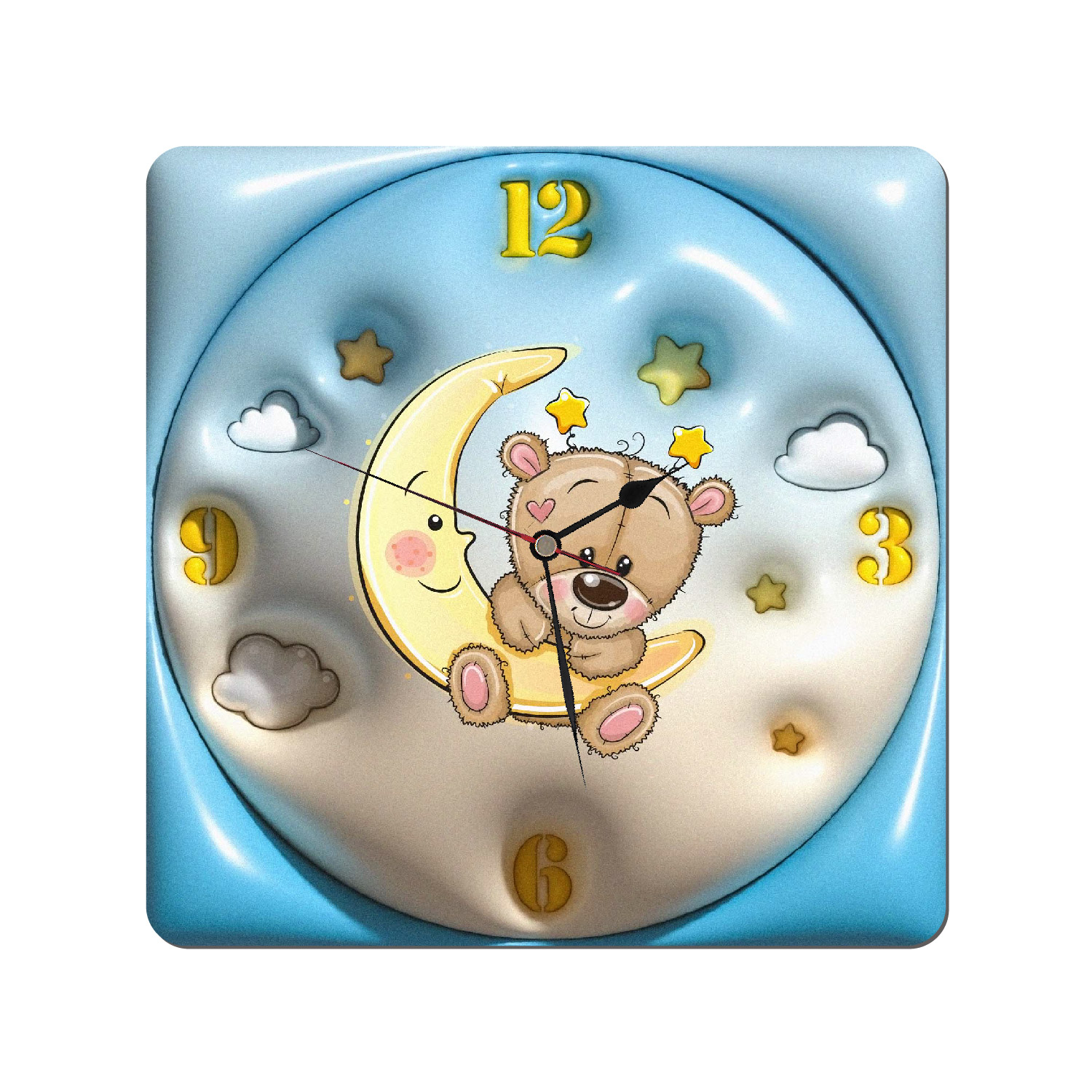 ساعت دیواری کودک طرح خرس و ماه مدل LBR-CL-005