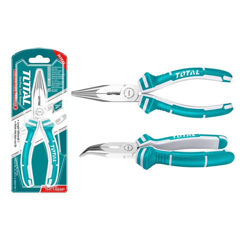 انبر دم باریک سر کج توتال مدل THT1466P سایز 6 اینچ