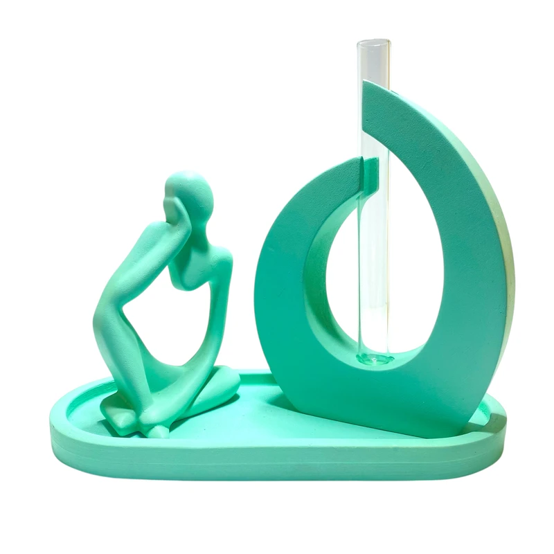 ست 3 تکه گلدان و مجسمه بتنی کد 1026 به همراه سینی