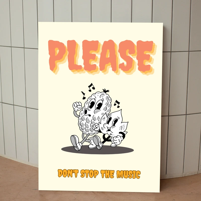 تابلو شاسی مدل تابلو کارتونی با جمله لطفا موزیک رو متوقف نکن کد 1162