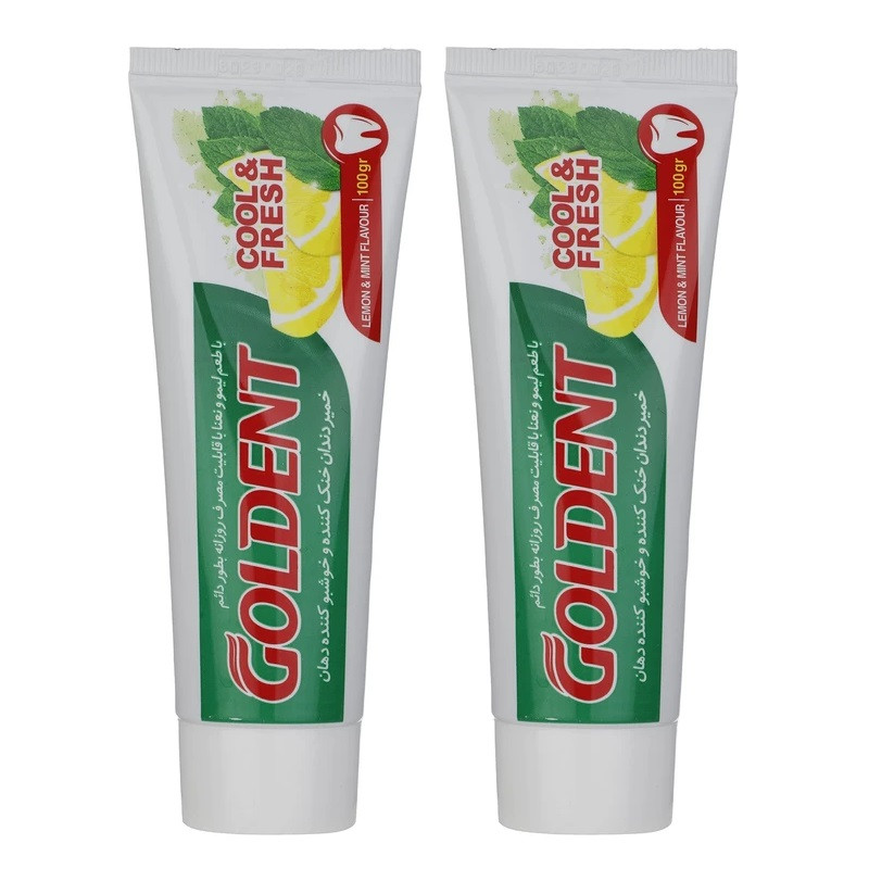 خمیر دندان گلدنت مدل لیمو و نعنا وزن 100 گرم بسته 2 عددی