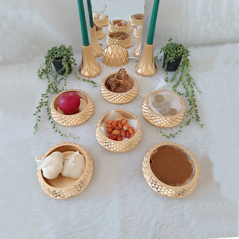 عکس شماره 3 : مجموعه ظروف هفت سین 9 پارچه مدل الماس