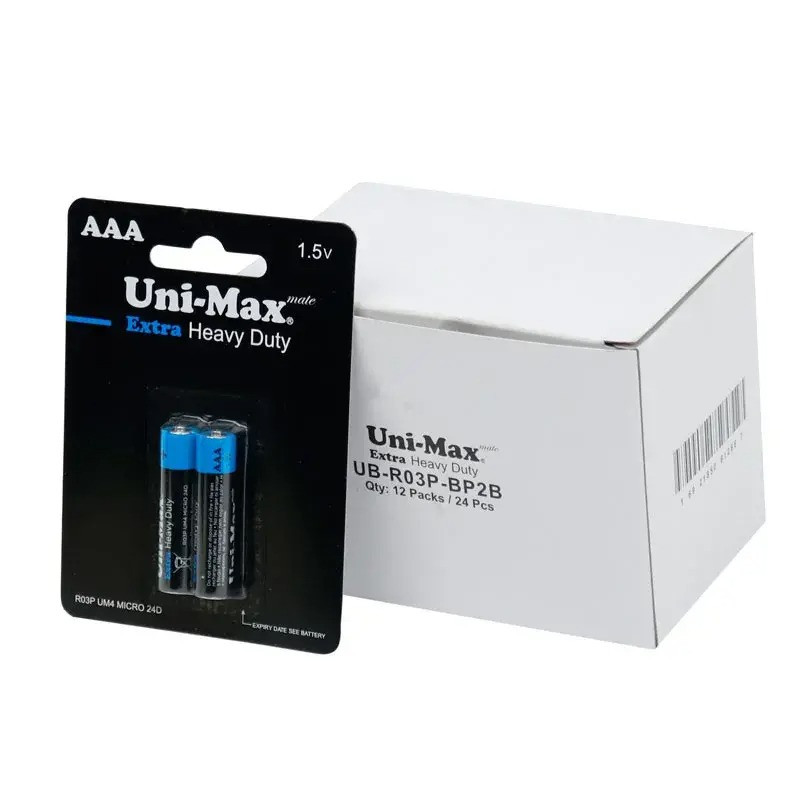 باتری نیم قلمی یونی مکس مدل R03P-UM4 بسته 24 عددی 2