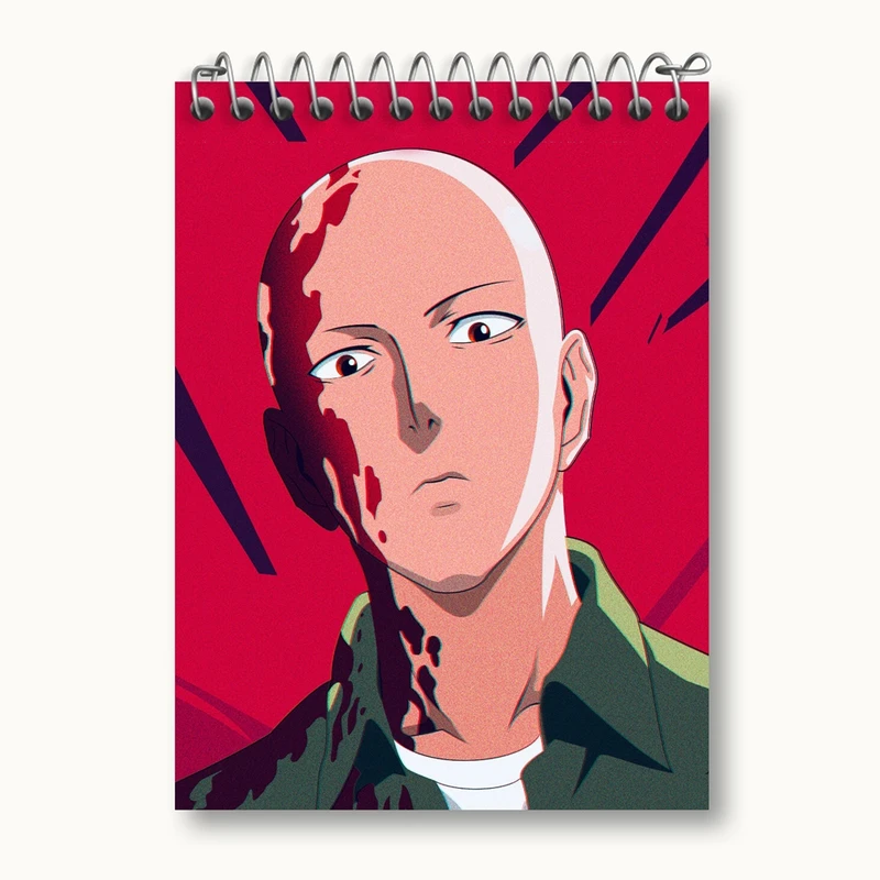 دفتر یادداشت 50 برگ خندالو مدل سایتاما انیمه مرد تک مشتی One Punch Man کد 11350