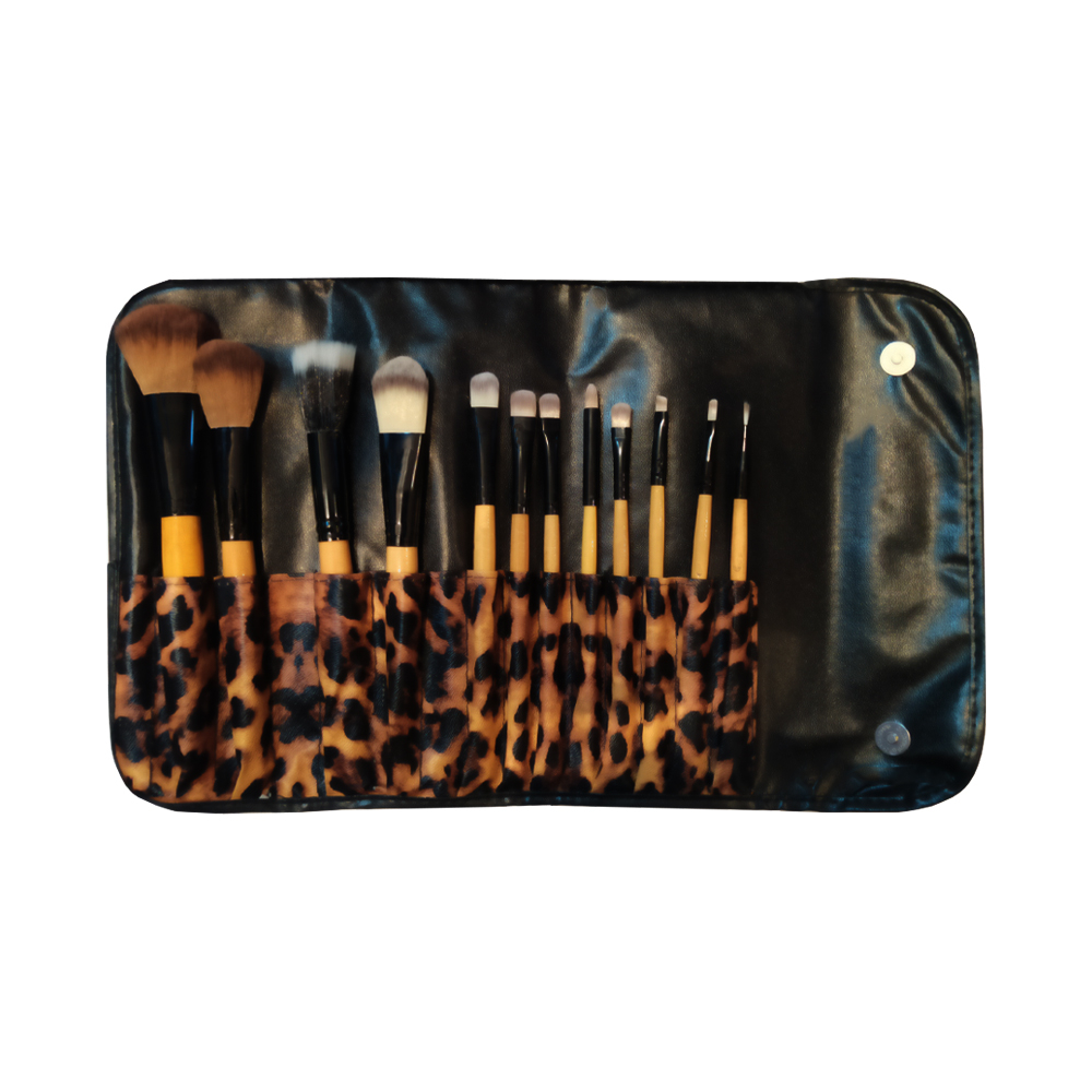 ست برس آرایشی مدل پلنگی مجموعه 12 عددی