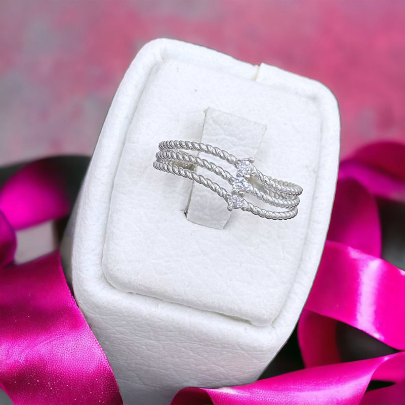 انگشتر نقره زنانه مدل سه لاین کد 0132