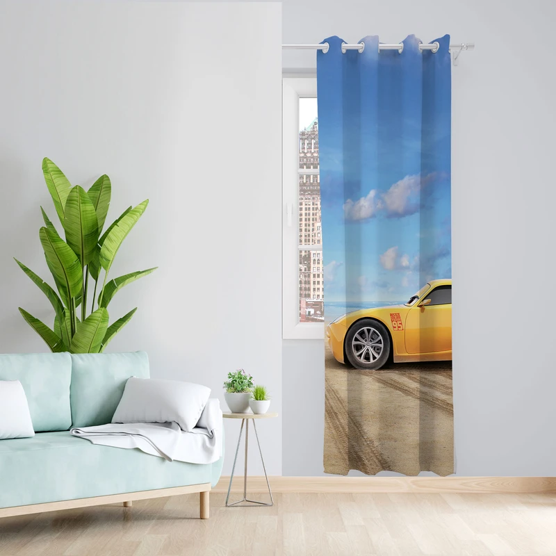  پرده مدل ماشین ها مخمل پانچی کد 945 سایز 140x280 سانتی متر