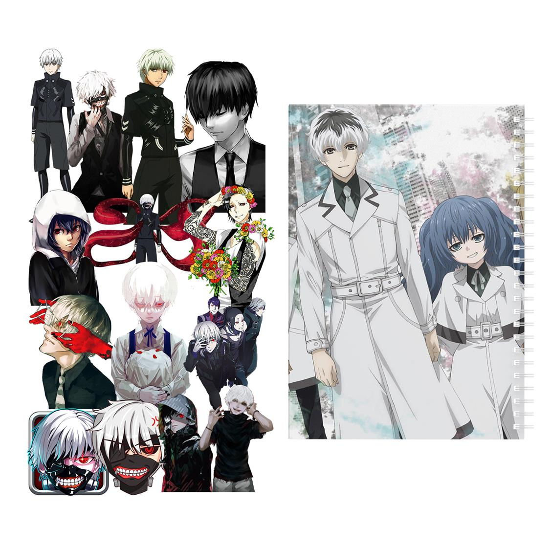 دفتر مشق باژیکان طرح انیمه توکیو غول کد 20211492 به همراه استیکر لپ تاپ مجموعه 14 عددی