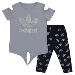 ست تی شرت و شلوارک دخترانه مدل سرشانه باز کد 2