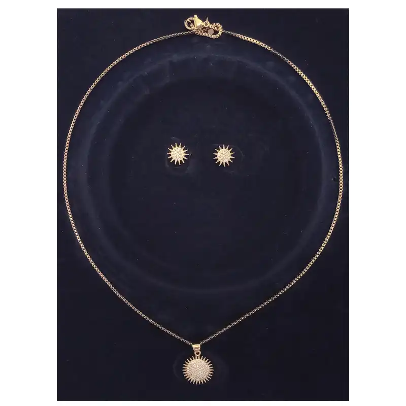 نیم ست زنانه مدل استیل نگین دار خورشیدی کد 0480