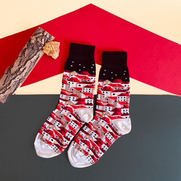 جوراب ساق بلند زنانه ال سون مدل پله های برفی کد PH925 - - 3