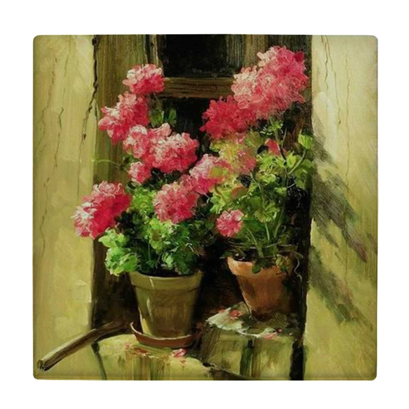  زیر لیوانی  طرح گلدان شمعدانی پشت پنجره کد    6189792_5563