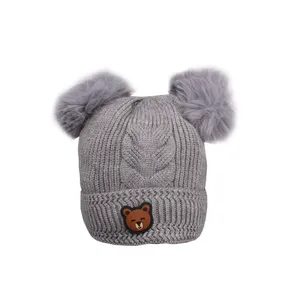 کلاه بافتنی بچگانه مدل پوم دار خرسی KST-53