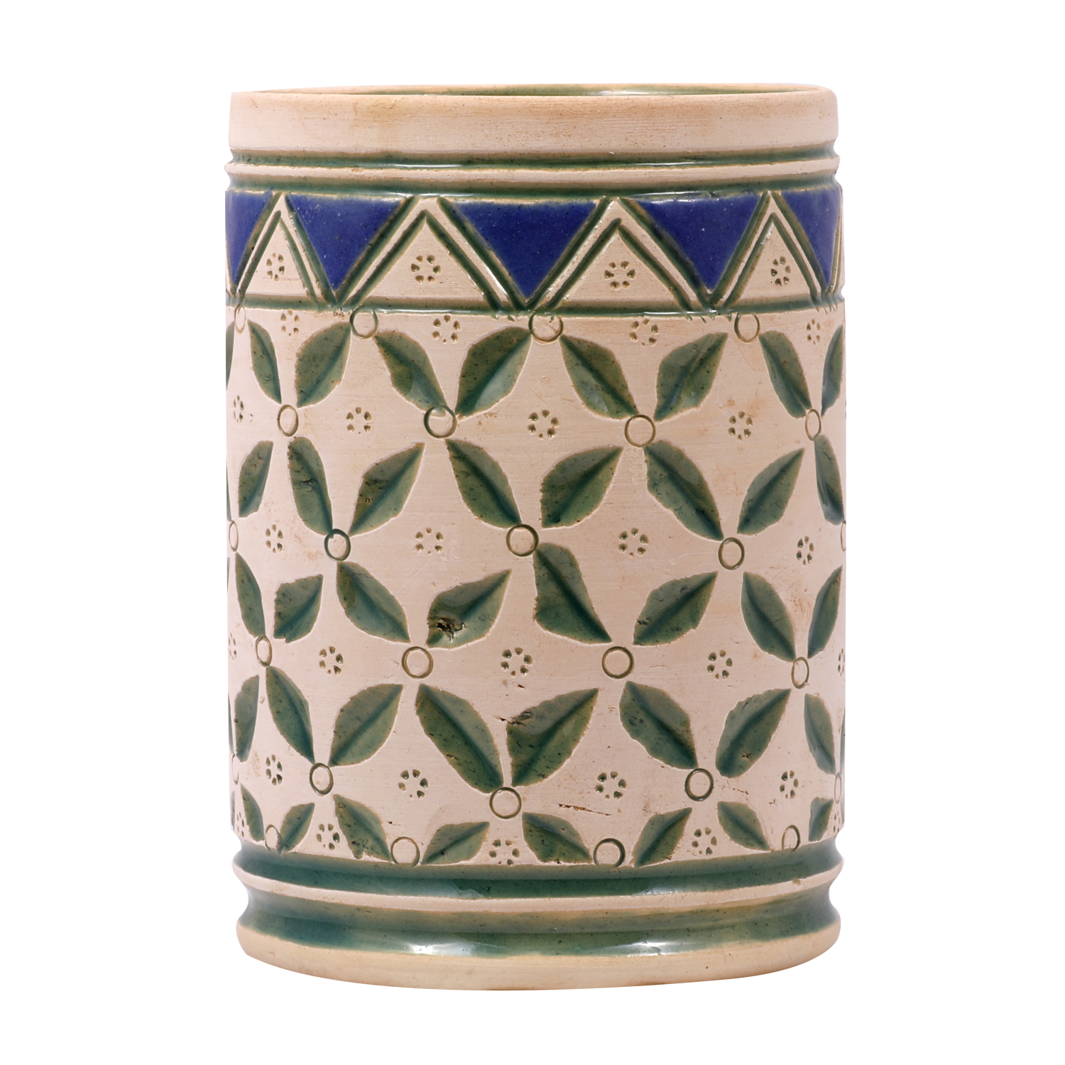 گلدان سفالی مدل استوانه ای طرح هندسی