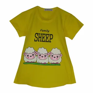 تی شرت آستین کوتاه زنانه مدل بره ناقلا رنگ زرد