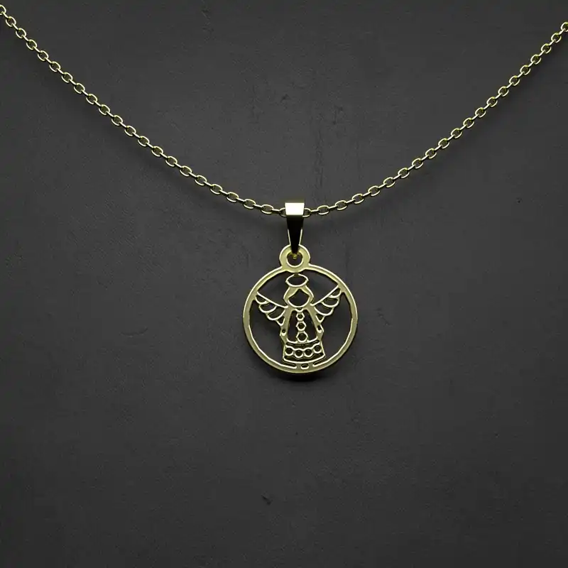 گردنبند طلا 18 عیار زنانه مدوپد مدل  طرح فرشته کد V1176