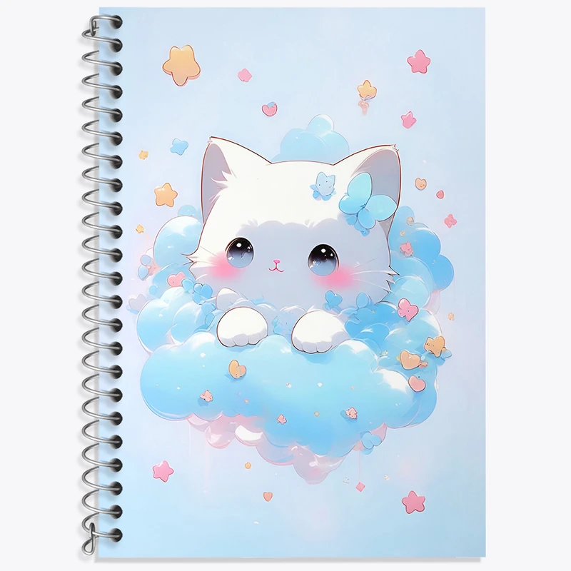 دفتر زبان 50 برگ خندالو مدل دو خط طرح گربه کیوت کد N3639