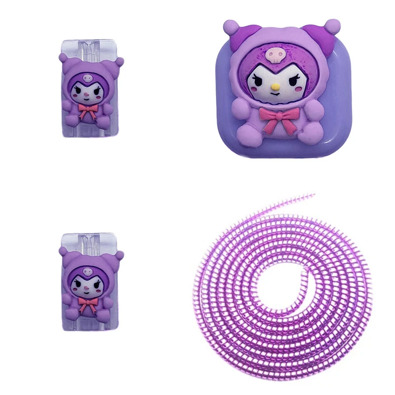 محافظ کابل طرح فانتزی عروسکی مدل Purple به همراه محافظ شارژر دیواری مجموعه 4 عددی