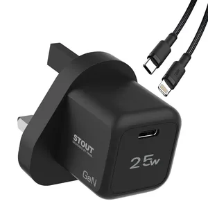  Pawa Stout Gan Travel Charger 25W Travel Charger With USB-C to Lithning