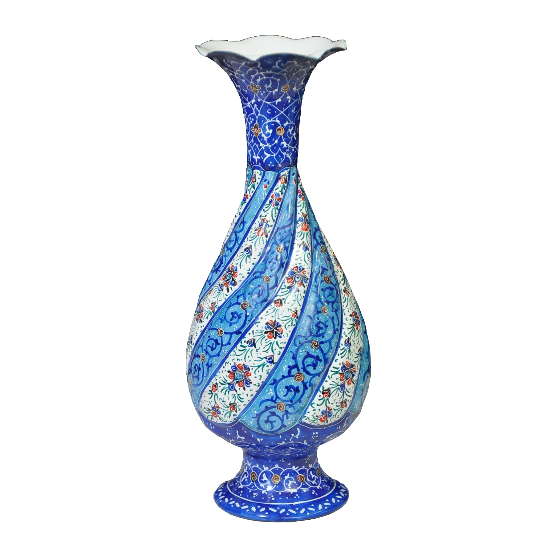 گلدان مینا کاری مسی مدل گل اسلیمی کد 20