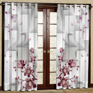 پرده مدل گلدار مخمل پانچی کد 1203 سایز 140x280 سانتی متر