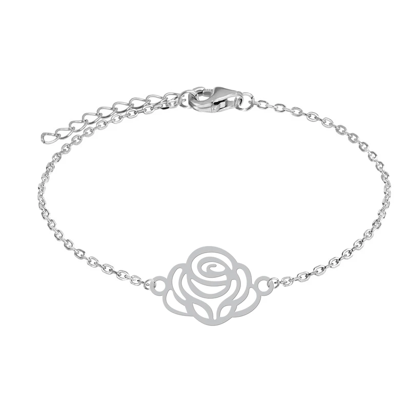 دستبند زنجیری زنانه هایکا طرح گل کد zd.h 437