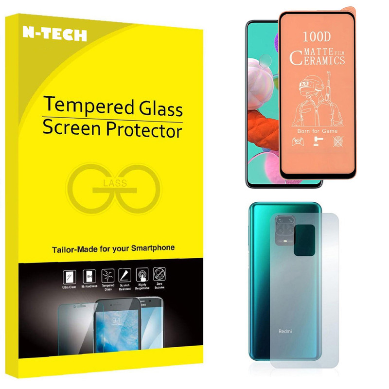  محافظ صفحه نمایش سرامیکی مات انتک مدل CRBKM-01 مناسب برای گوشی موبایل شیائومی Redmi Note 9s به همراه محافظ پشت گوشی 