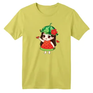 تی شرت آستین کوتاه بچگانه مدل دخترک یلدایی کد  8 رنگ زرد لیمویی