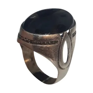 انگشتر نقره مردانه مدل عقیق حجرالاسود AH311220