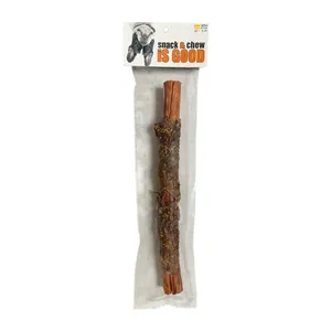 تشویقی سگ شهرپت مدل رول گوشت دورپیچ گوشت وزن 120 گرم