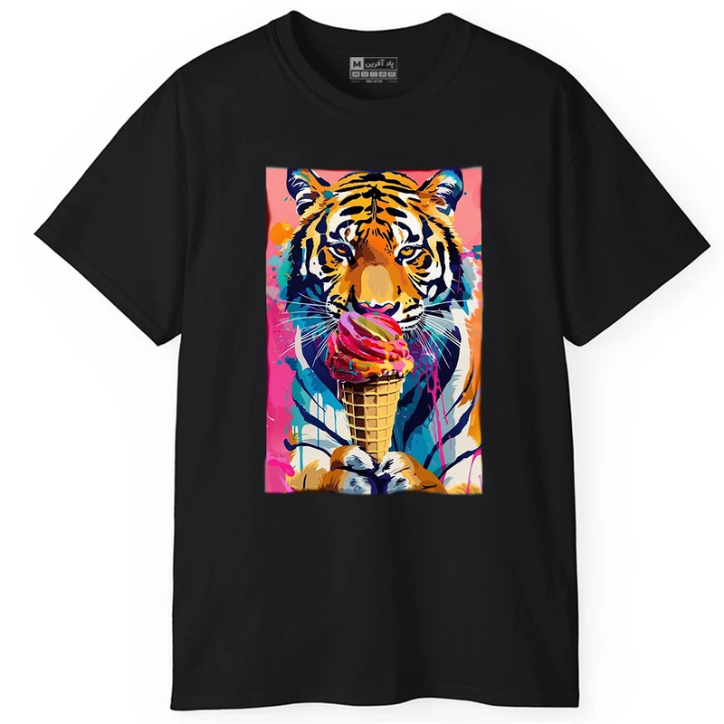 تی شرت آستین کوتاه مردانه پاد آفرین طرح ببر کد PT233