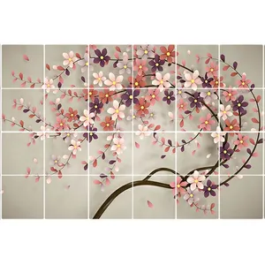  تایل سقفی آسمان مجازی طرح شکوفه بهاری کد 3D1769-24 سایز 60x60 سانتی متر مجموعه 24 عددی 