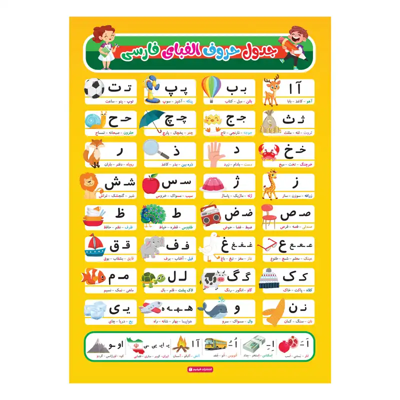 پوستر آموزشی فرشیم طرح حروف الفبای فارسی کد 936