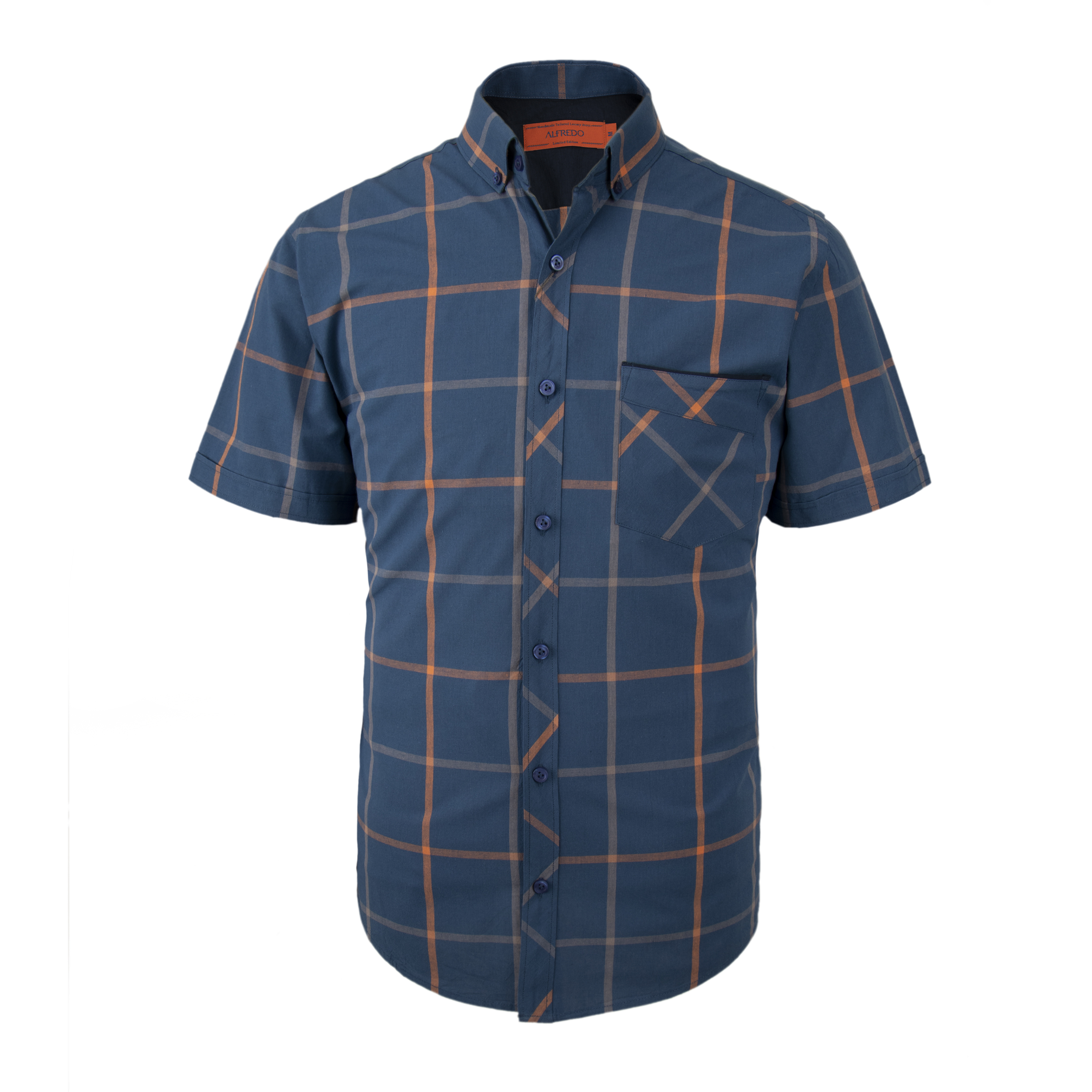 پیراهن آستین کوتاه مردانه الفردو مدل اسپرت چهارخانه کد 222035 رنگ آبی -  - 1