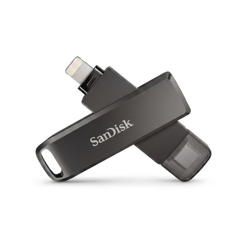 فلش مموری سن دیسک مدل PHONE DRIVE ( LIGHTNING / TYPE-C ) ظرفیت 256 گیگابایت با رابط لایتنینگ، USB Type-C